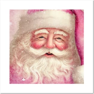 Retro Vintage Pink Santa Claus Posters and Art